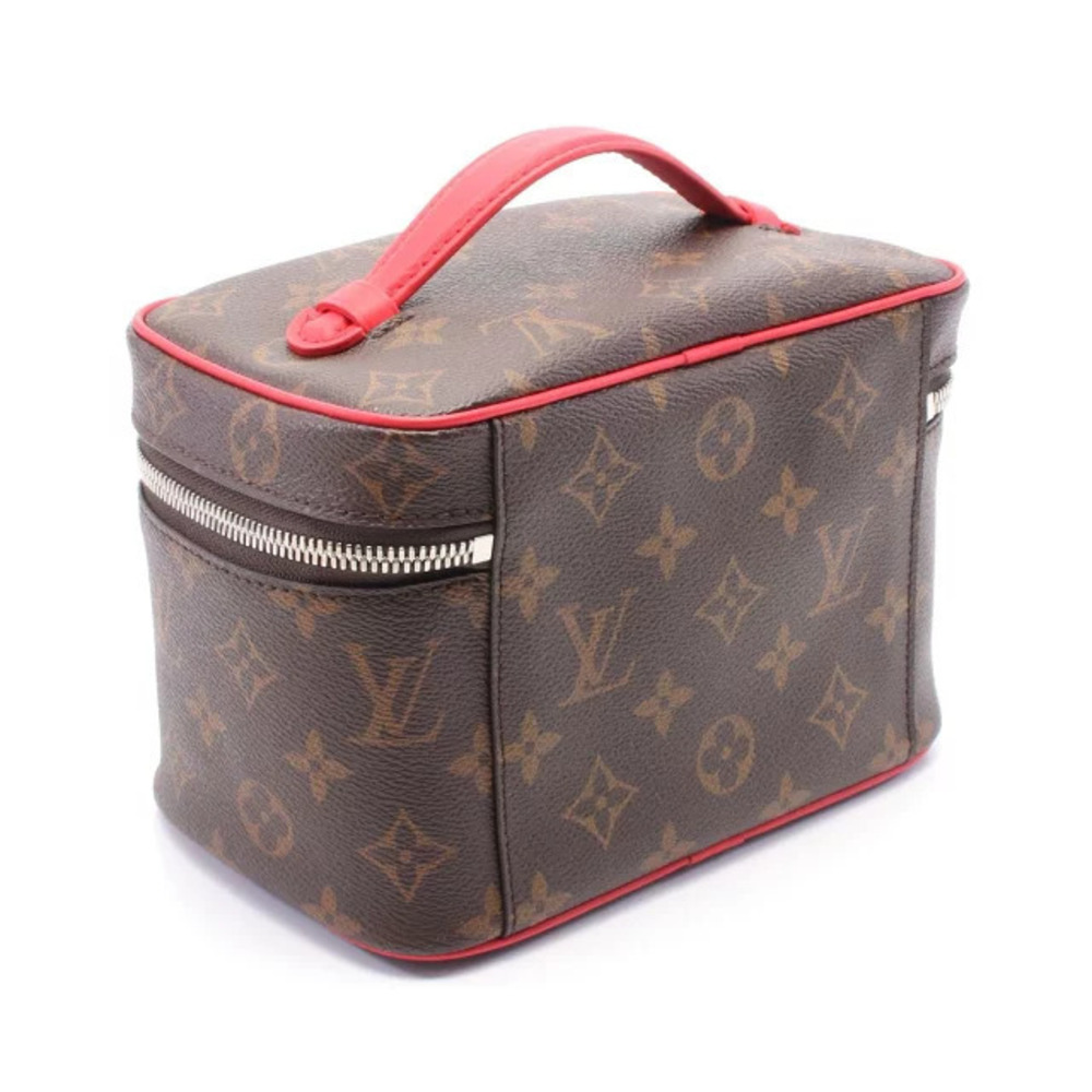 Louis Vuitton Canvas Macassar Brown Leather Nice Handbag Monogram Red